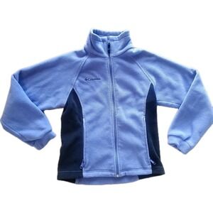Columbia Girls Youth 14/16 Fleece Full Zip‎ Sweater Blue Colorblock Jacket